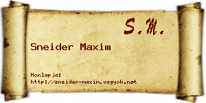Sneider Maxim névjegykártya